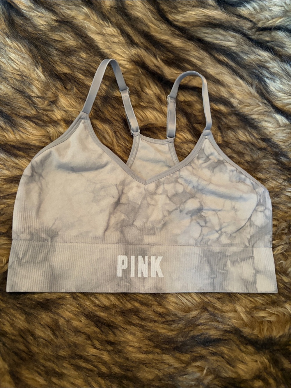 PINK Victoria's Secret Gray Tie-Dye Seamless Bralette Size Small